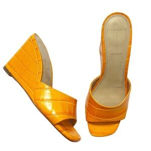 Black Suede Studio Paloma Orange Croc Wedge Sandal Shoes Womens 36.5